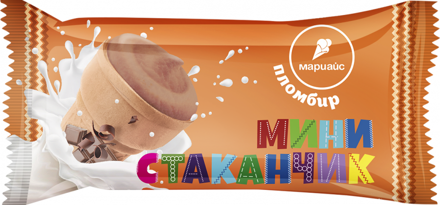 Мороженое пломбир шоколадный в вафельном стаканчике "Мини стаканчик", 30г