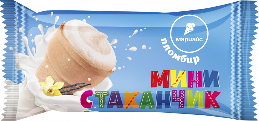 Мороженое пломбир ванильный в вафельном стаканчике "Мини стаканчик", 30г