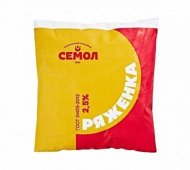 Ряженка жирностью 2,5% - 0,5 кг